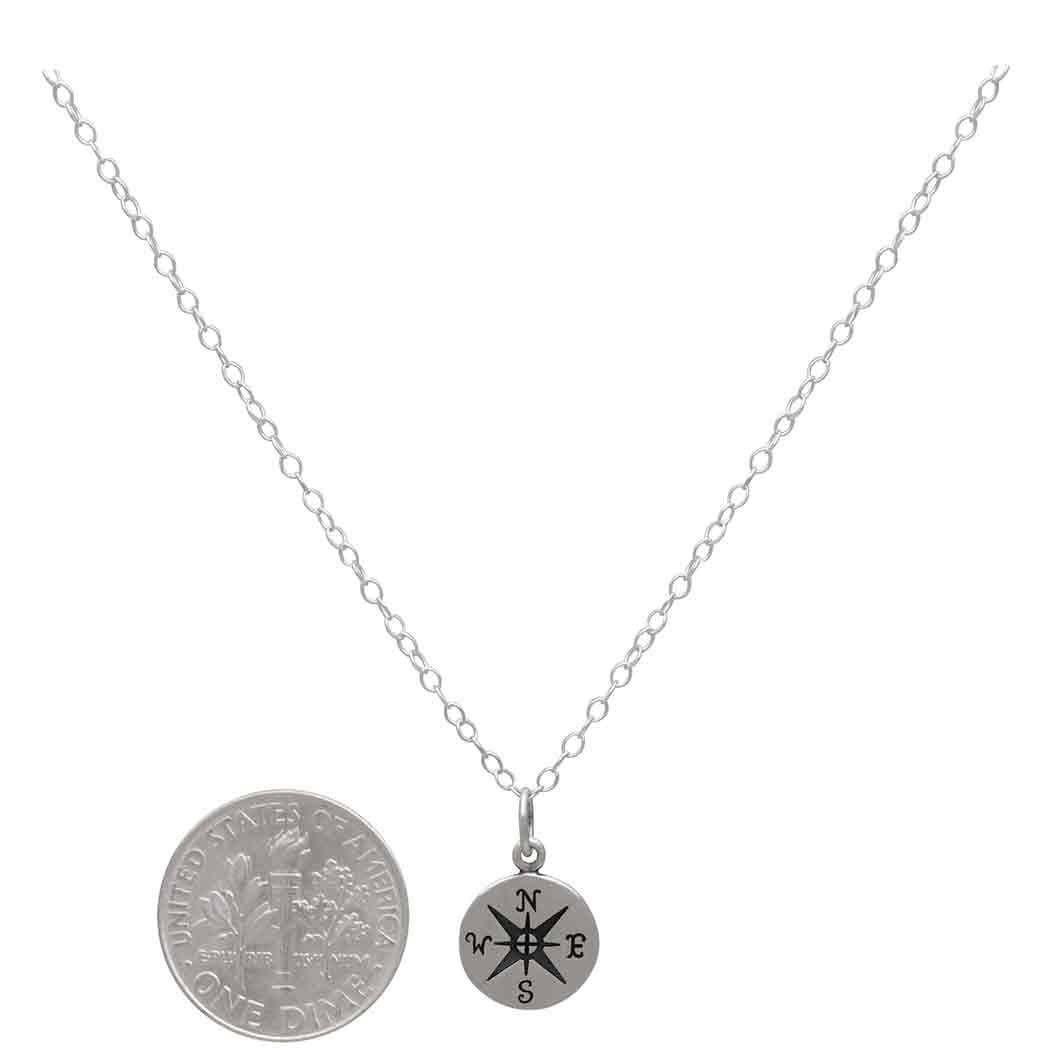 Compass Tiny Sterling Silver Necklace