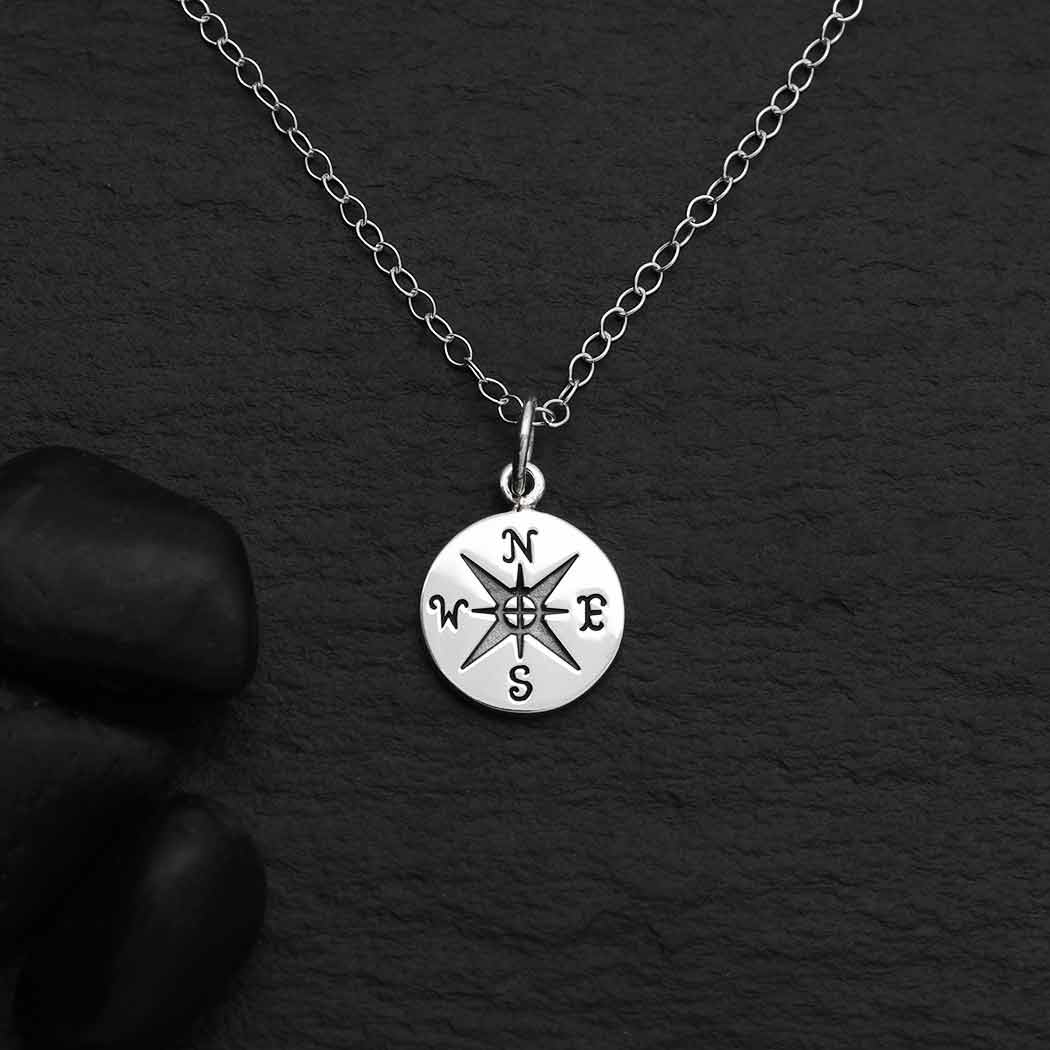 Compass Tiny Sterling Silver Necklace
