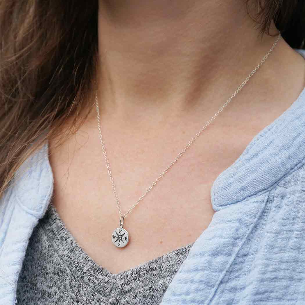 Compass Tiny Sterling Silver Necklace