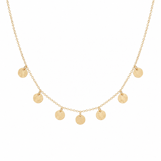Confetti Disc Necklace | Sterling Silver or Gold Filled | 18 Inch Necklace