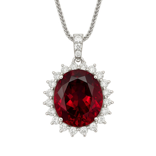 Handmade 14K White Gold Rhodolite Pendant, 7.09ct