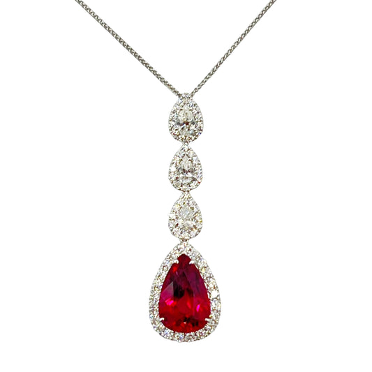 Handmade 18K White Gold Rubellite Pendant, 4.61ct