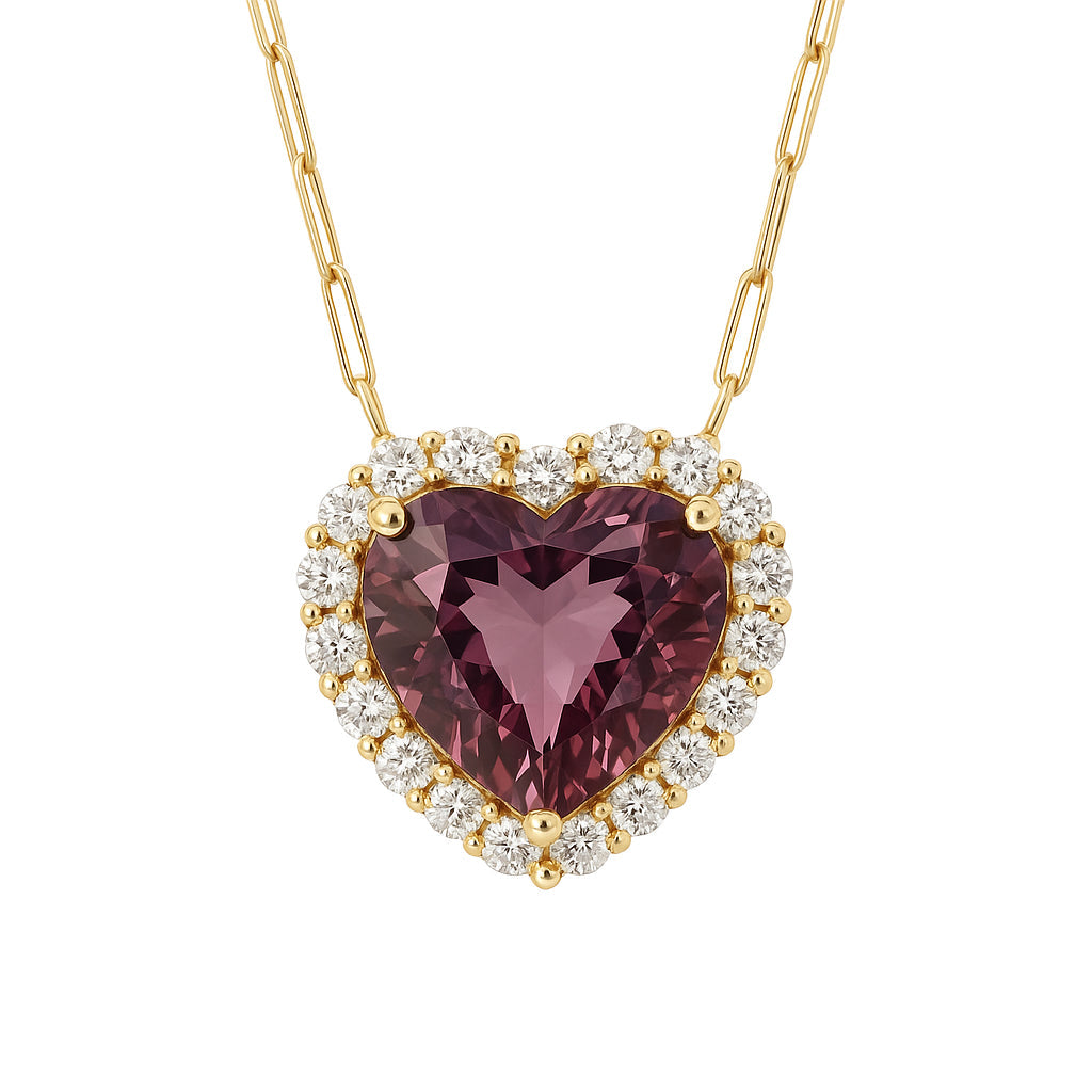 Handmade 18K Yellow Gold Pink Tourmaline Necklace, 5.75ct
