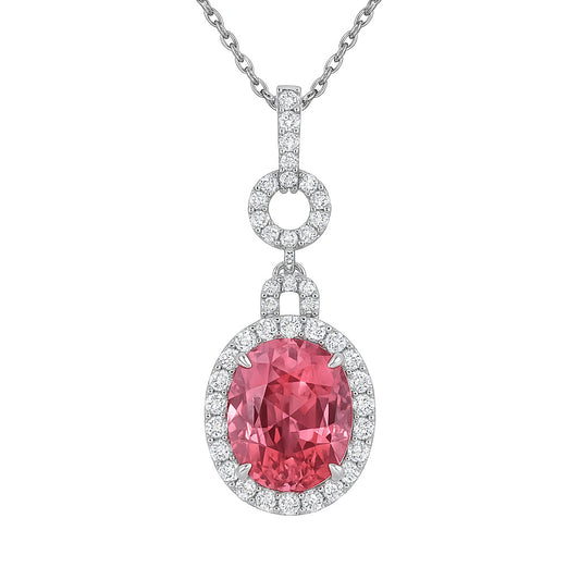 Handmade 18K White Gold Pink Tourmaline Pendant, 7.67ct