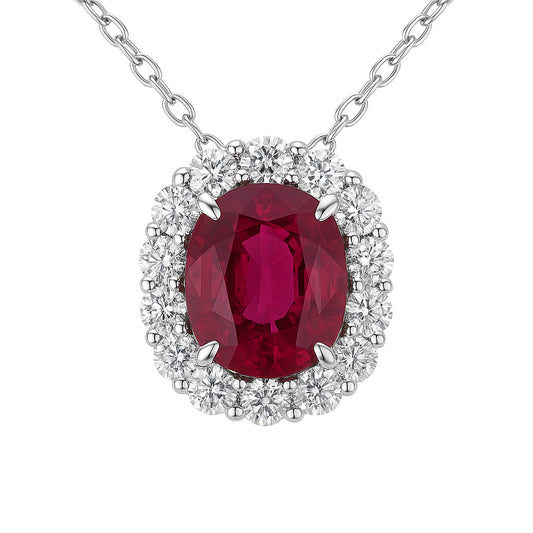 Handmade 18K White Gold Rubellite Pendant, 3.03ct