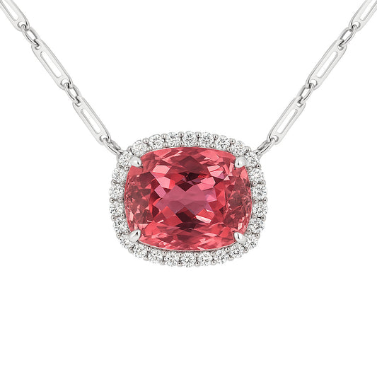 Handmade 14K White Gold Pink Tourmaline Pendant, 10.13ct
