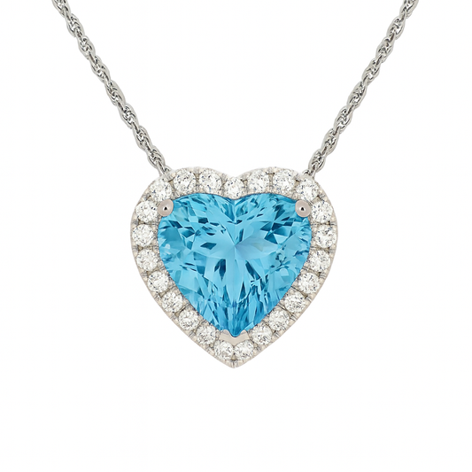 Handmade 18K White Gold Aquamarine Pendant, 4.02ct