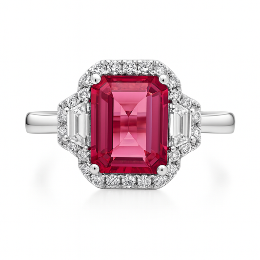 Handmade 18K White Gold Pink Tourmaline Ring, 2.64ct
