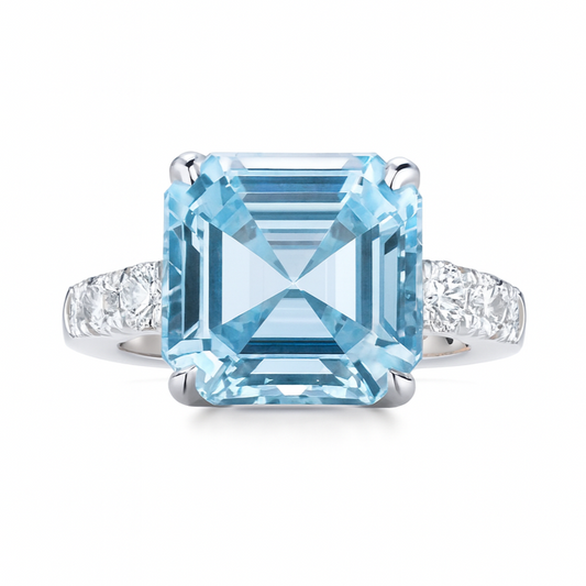 Handmade 18K White Gold Aquamarine Ring, 5.59ct