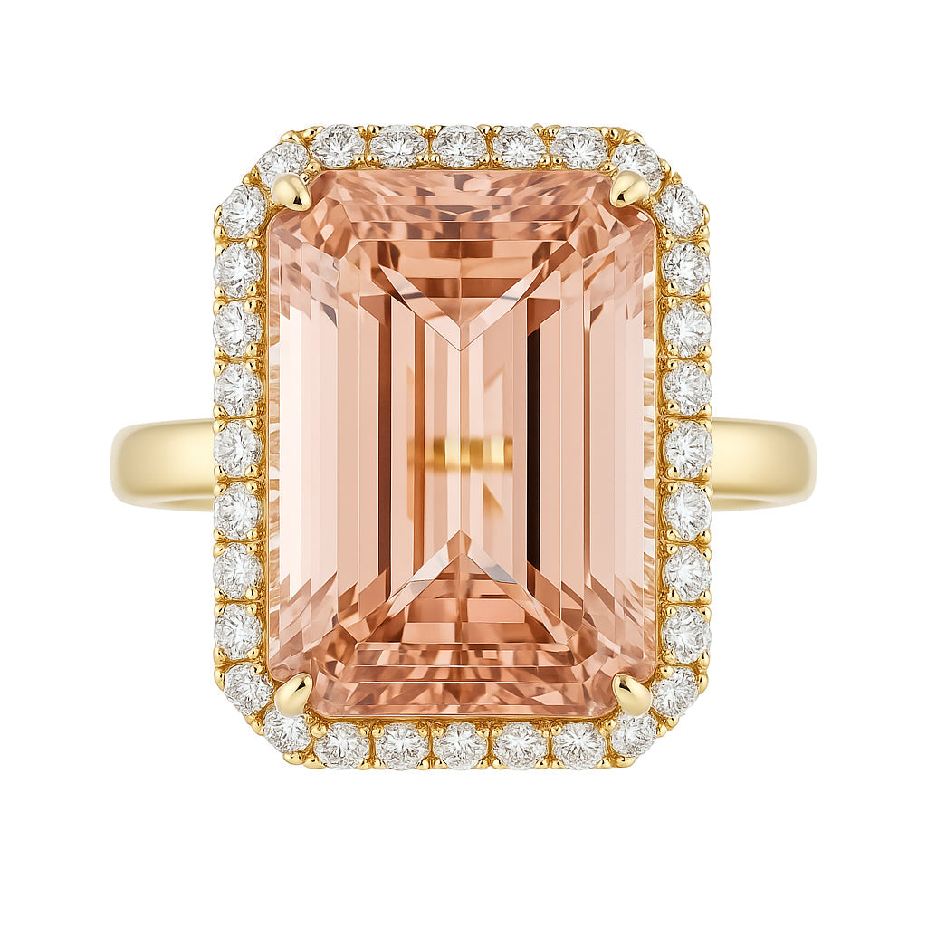 Handmade 18K White Gold Morganite Ring, 12.87ct