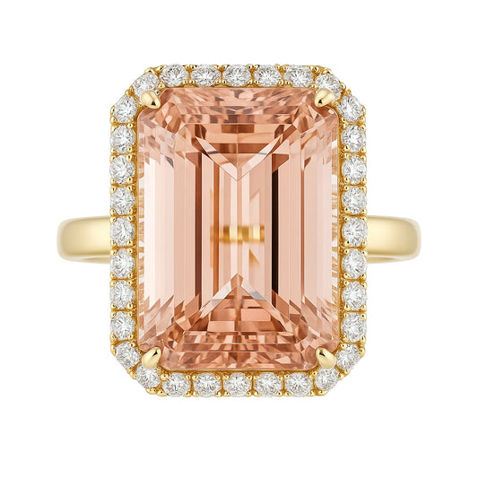 Handmade 18K White Gold Morganite Ring, 12.87ct