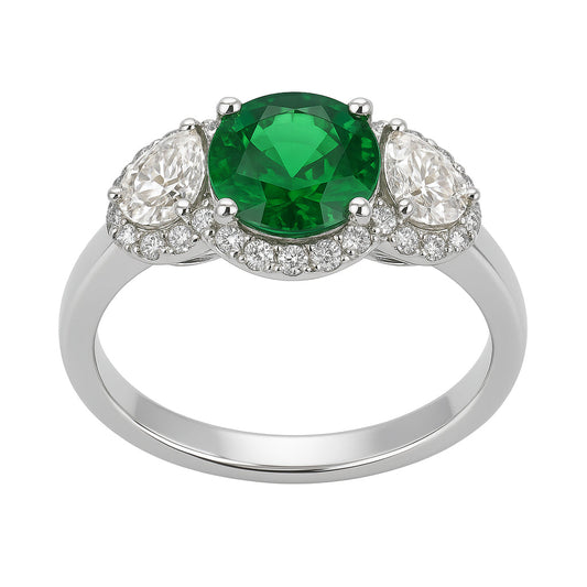 Handmade 18K White Gold Tsavorite Ring, 1.13ct