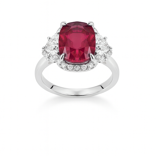 Handmade 18K White Gold Rubellite Ring, 4ct