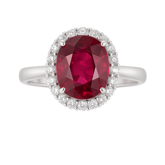 Handmade 18K White Gold Rubellite Ring, 3.97ct
