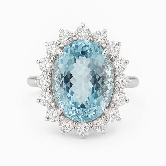 Handmade 18K White Gold Aquamarine Ring, 9.98ct