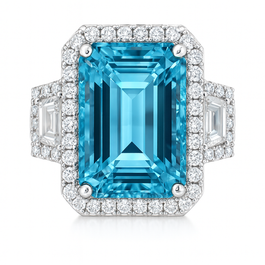 Handmade 18K White Gold Aquamarine Ring, 12.85ct