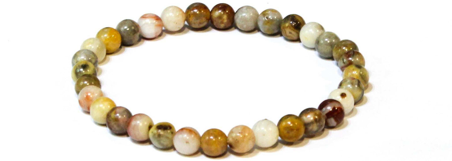 Crazy Lace Agate Round Bead Bracelet - Celebration Energy