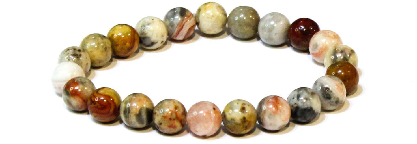Crazy Lace Agate Round Bead Bracelet - Celebration Energy