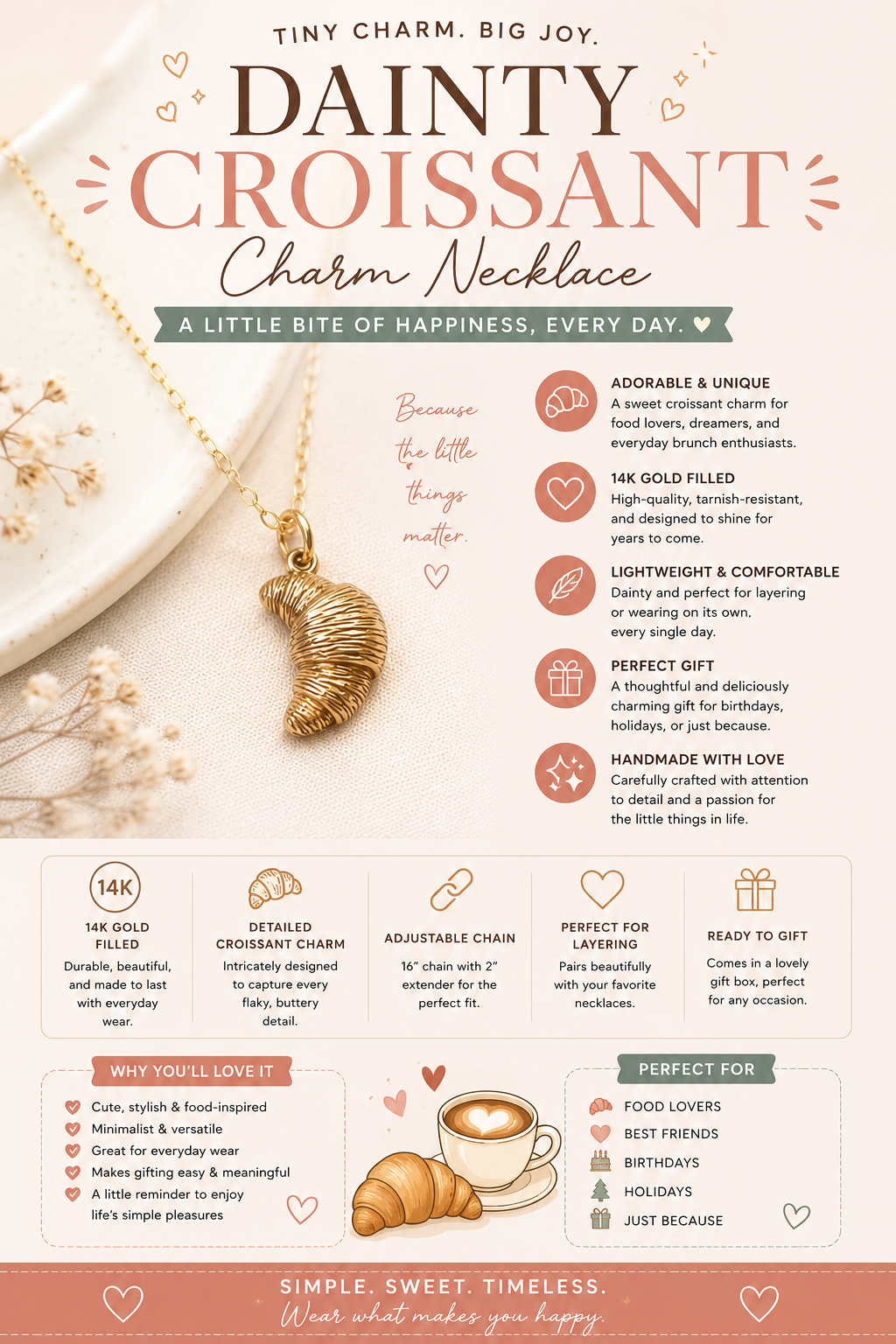 Croissant Charm Necklace