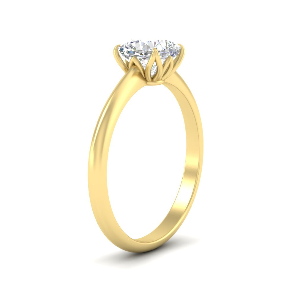 Floral Head Cushion Solitaire Cathedral Ring