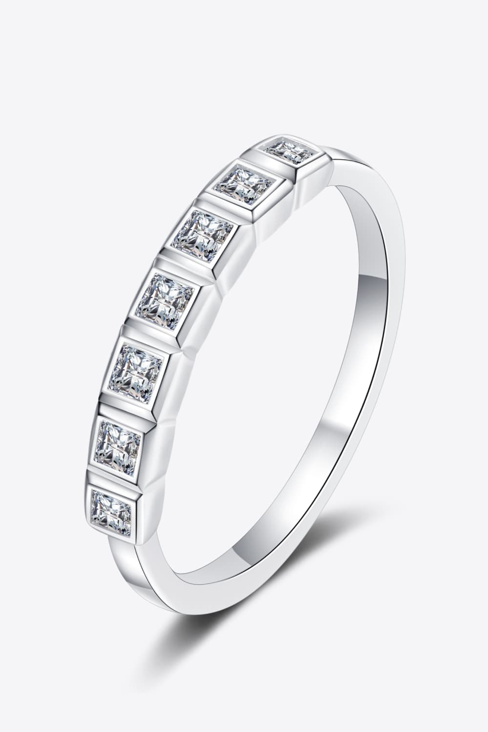 Sparkala™ Rhodium-Plated Half-Eternity 7 Stone Ring