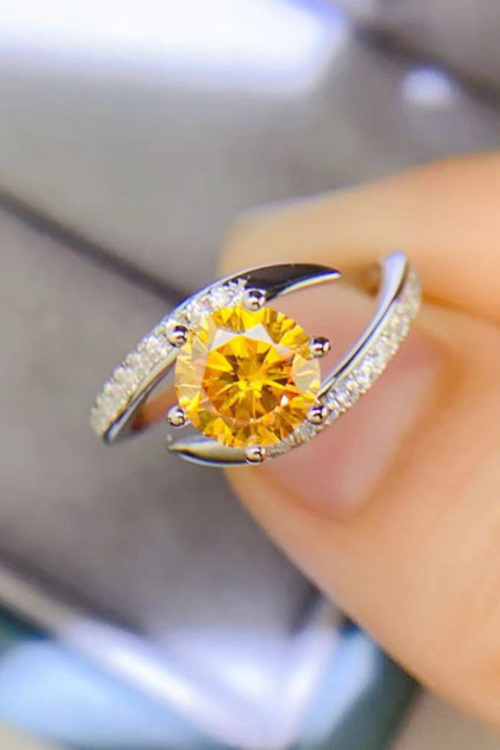1 Carat Yellow Sparkala™ Platinum Over Pure Sterling Silver Ring
