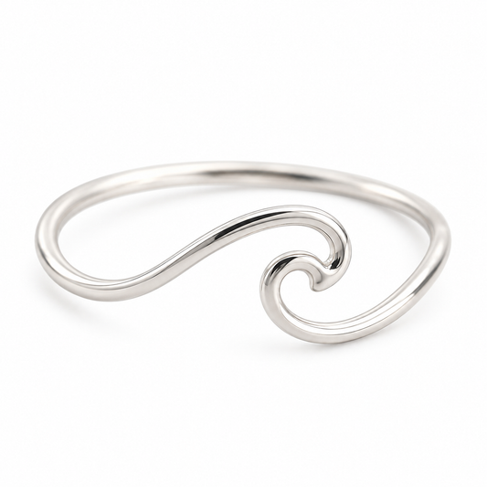 Sterling Silver Wave Ring – Ocean-Inspired Minimalist Band (Sizes 6, 7, 8)