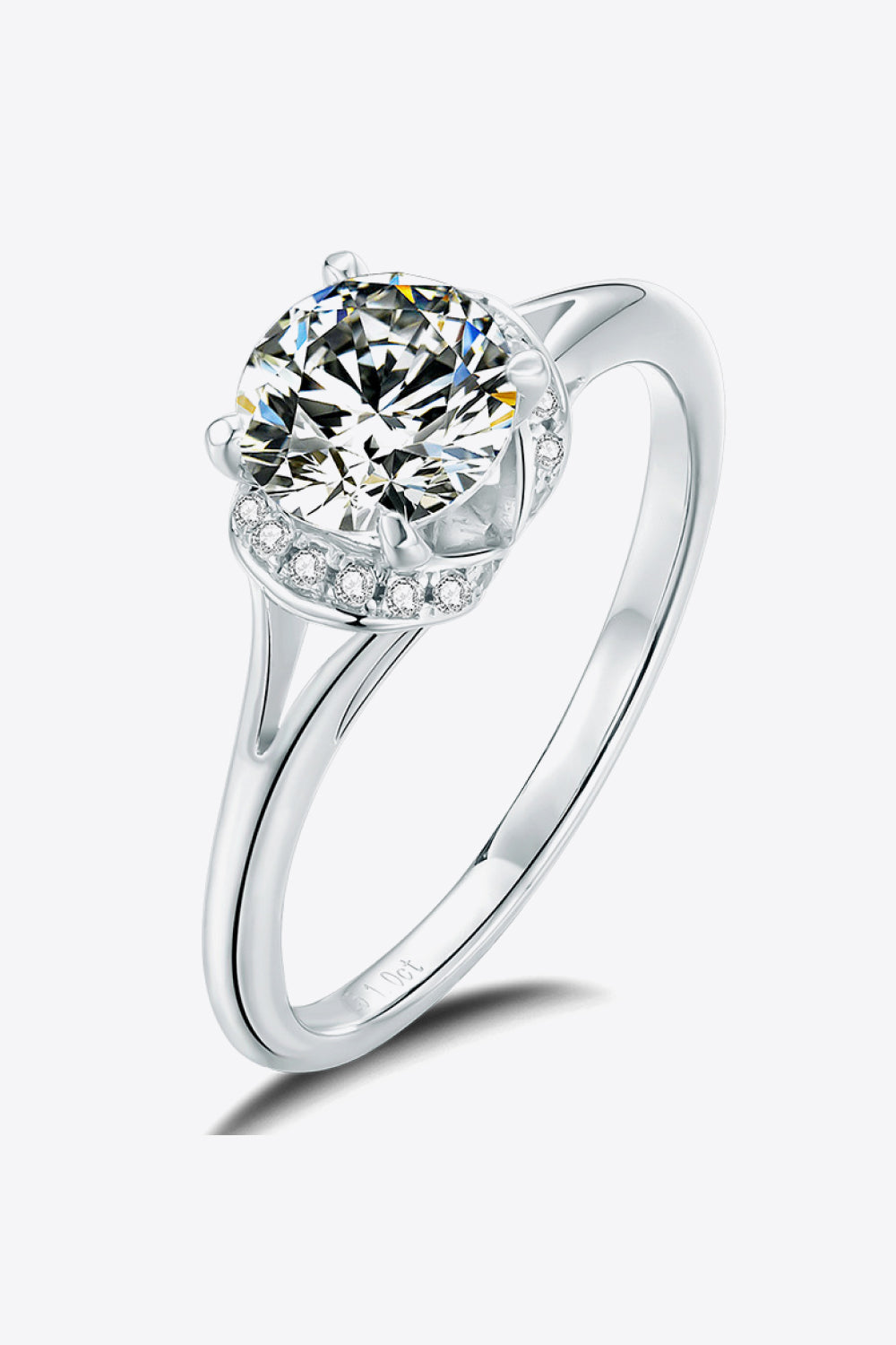 1 Carat Brilliant Round Cut Sparkala™ Split Shank Ring (Platinum Over Pure Sterling Silver)