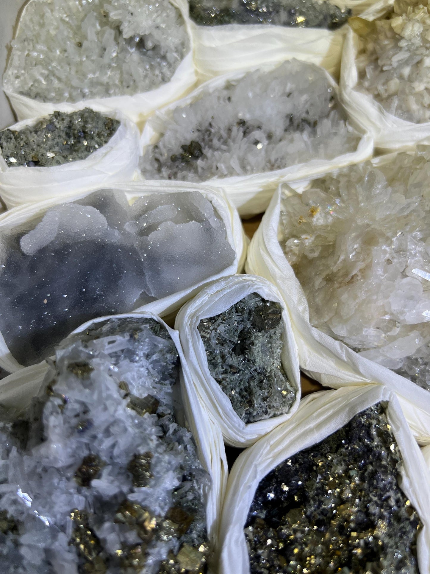 Bulgarian Minerals Crystal Mixed Collection (Large 15.5x10.5 Inch Flat) Pyrite Sphalerite Galena Quartz Pink Mangano Calcite Wholesale Bulk Lot