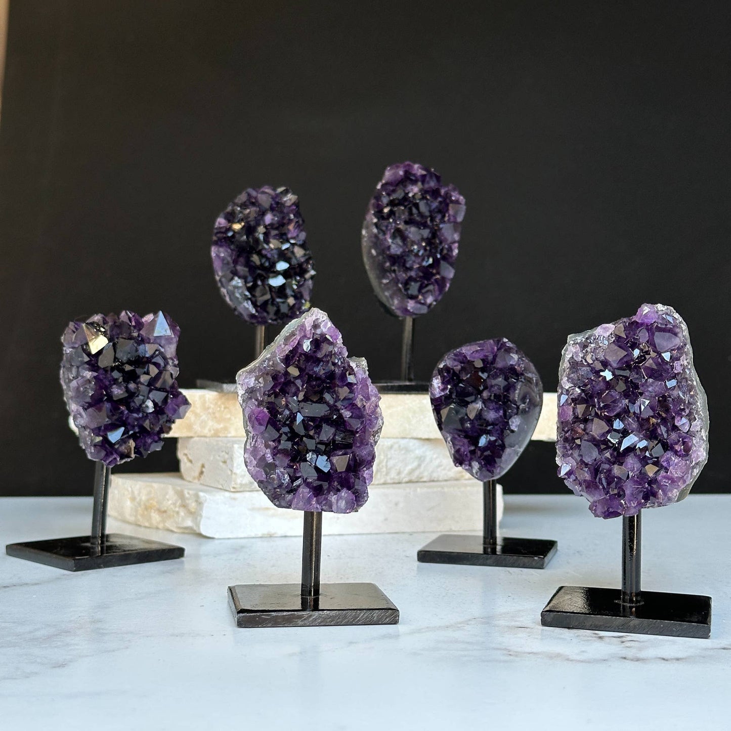 Amethyst on metal base from Uruguay, A+ quality