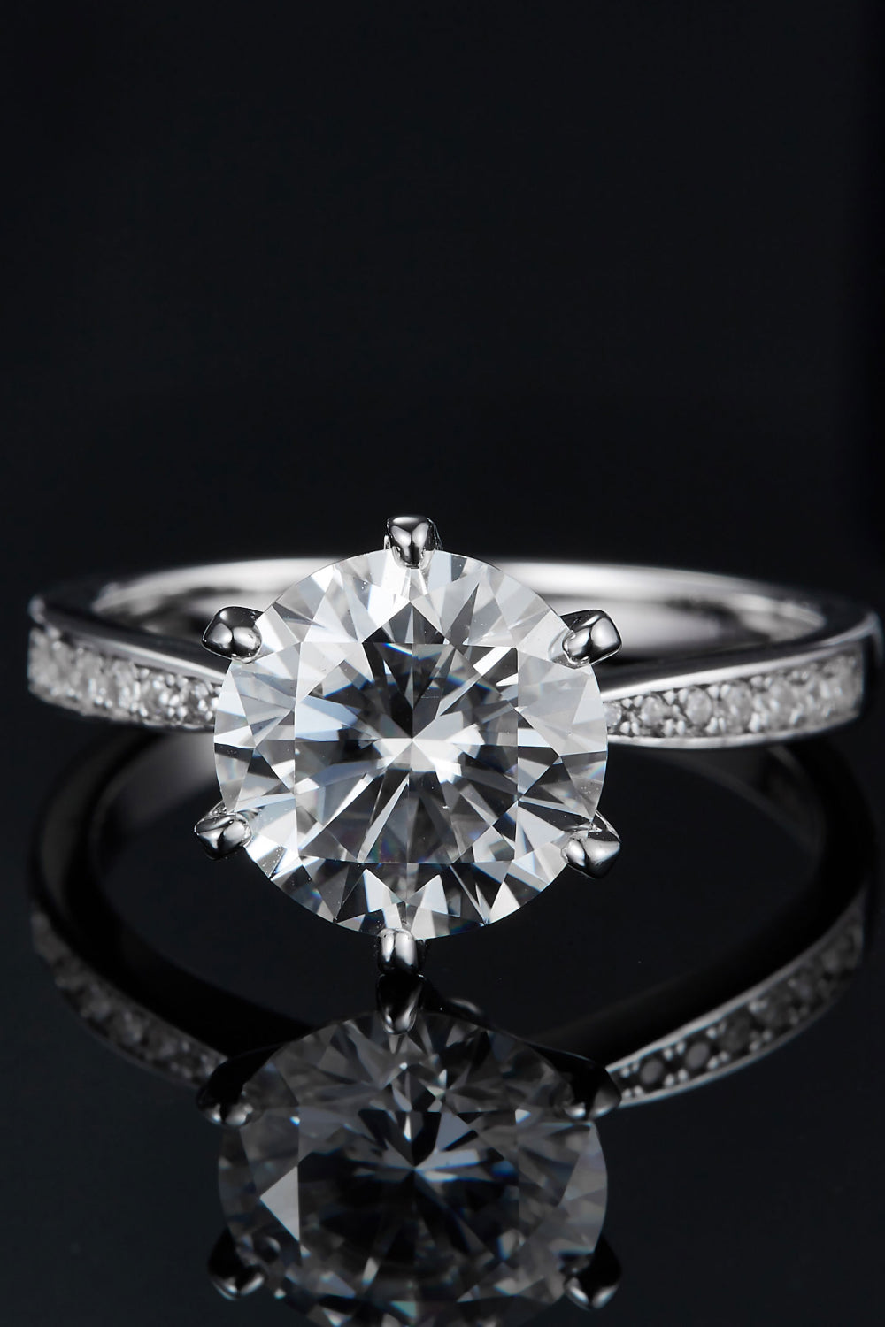 3 Carat Brilliant Round Cut Sparkala™ Side Stone Ring (Platinum Over Pure Sterling Silver)