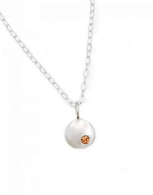 Dainty Birthstone Disc Necklace – Personalized Swarovski Charm on 18" Chain