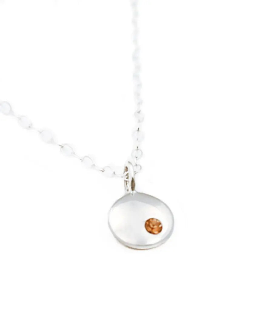 Dainty Birthstone Disc Necklace – Personalized Swarovski Charm on 18" Chain
