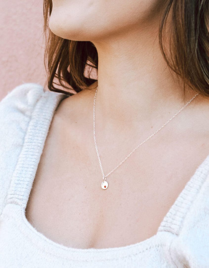 Dainty Birthstone Disc Necklace – Personalized Swarovski Charm on 18" Chain