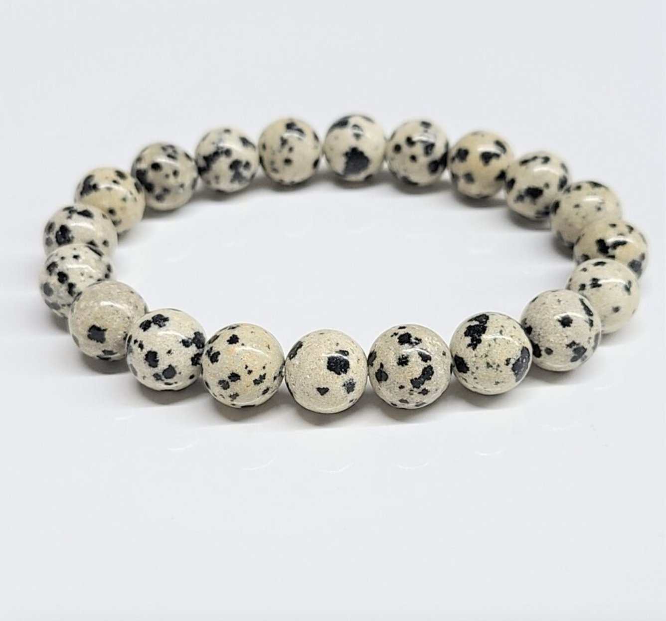 Dalmatian Jasper Round Bead Bracelet - Playful Loyalty