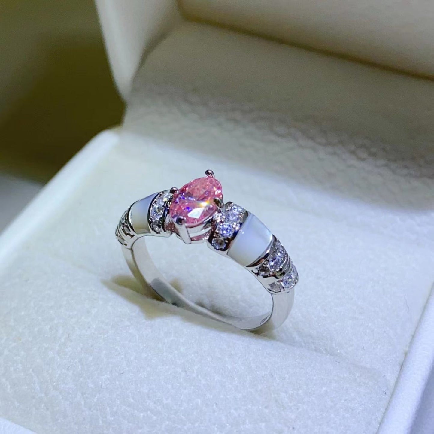 1 Carat Pink Oval-Cut Sparkala™ Pure Sterling Silver Ring