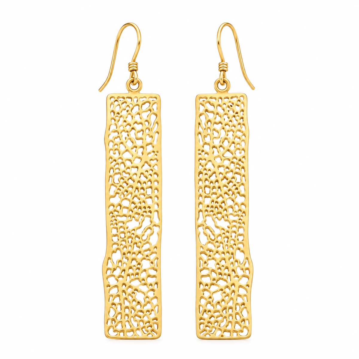 Gold Mesh Rectangle Statement Earrings – 14K Gold Filled