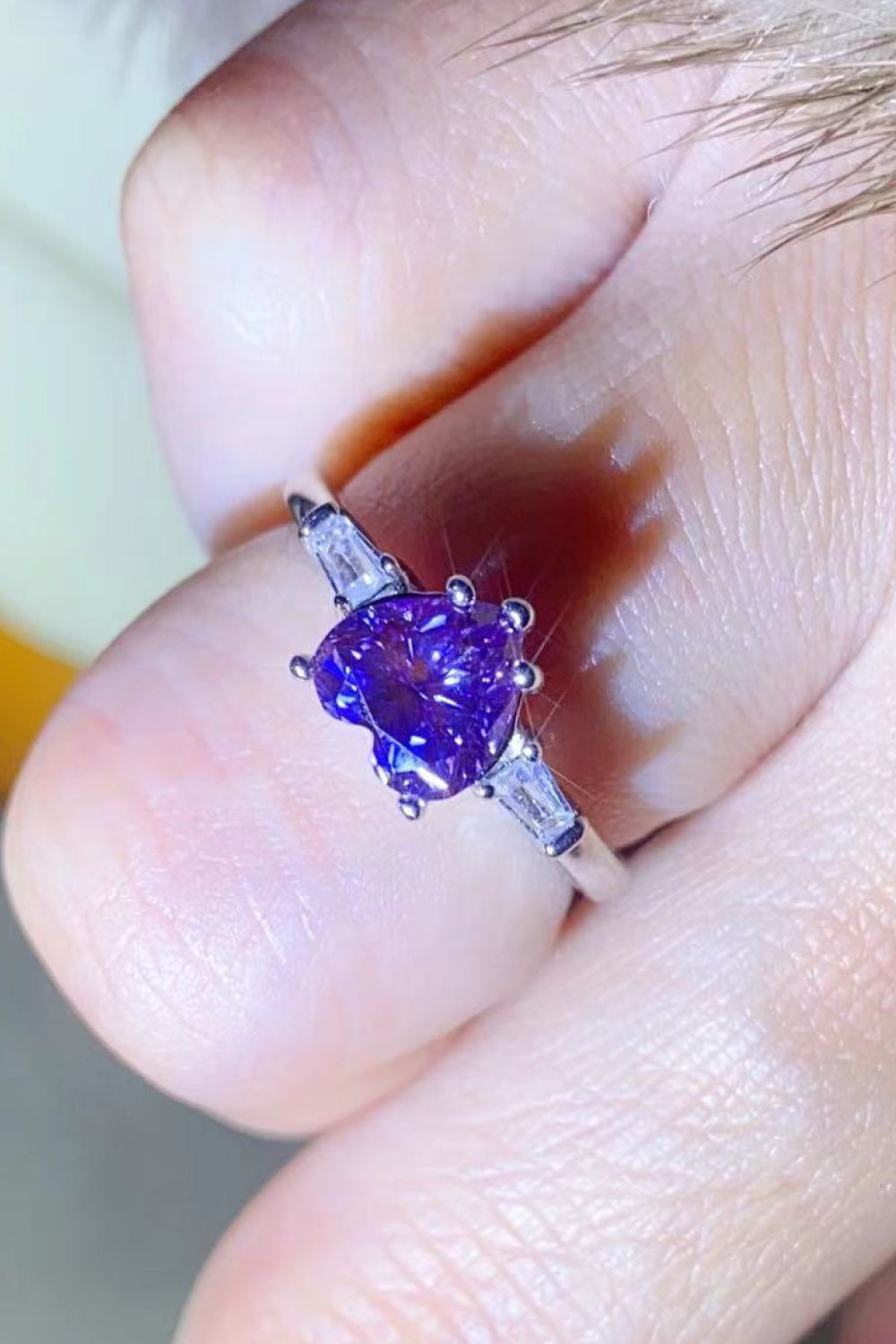 1 Carat Purple Sparkala™ Heart-Shaped Platinum-Plated Ring in Purple
