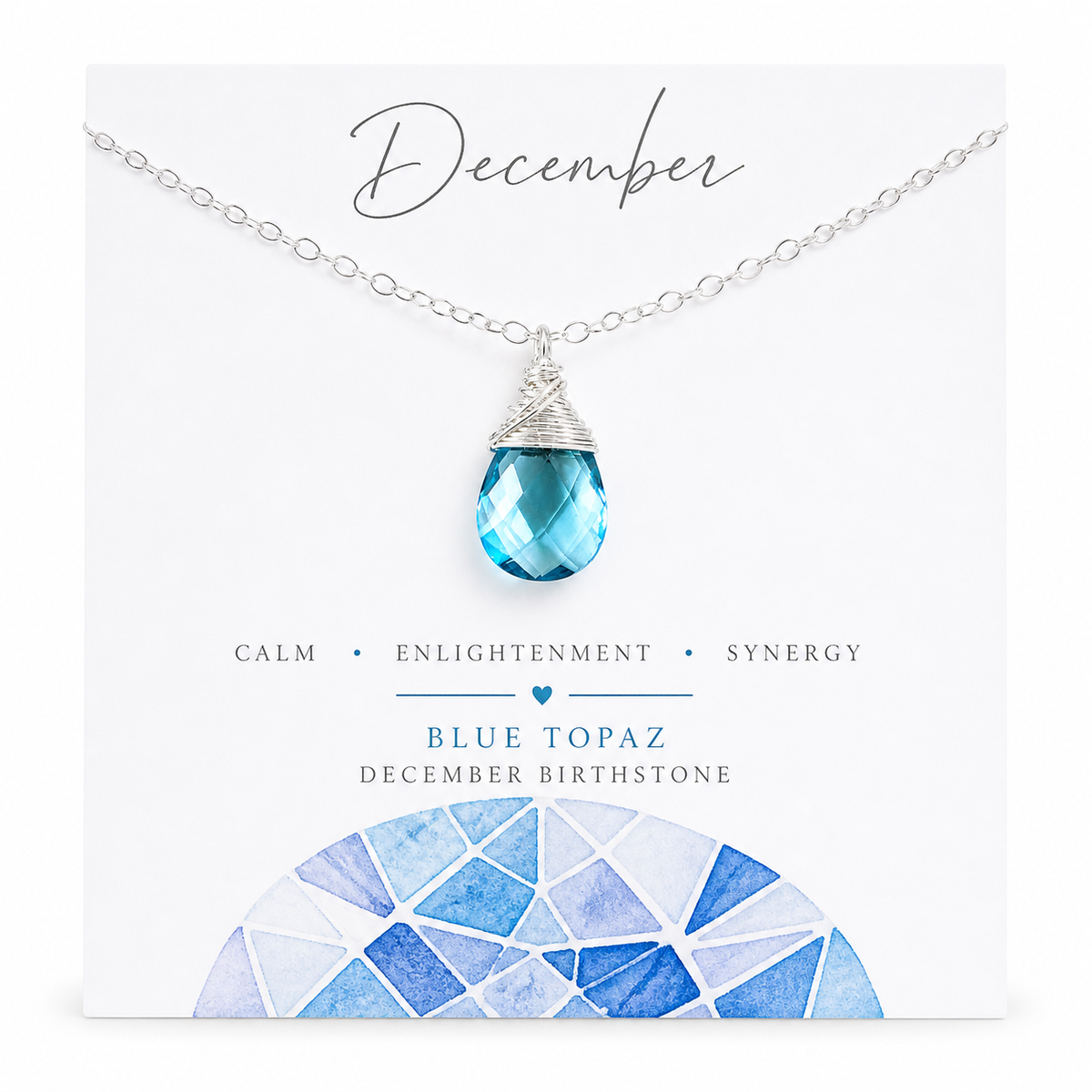 December Birthstone Necklace - Silver