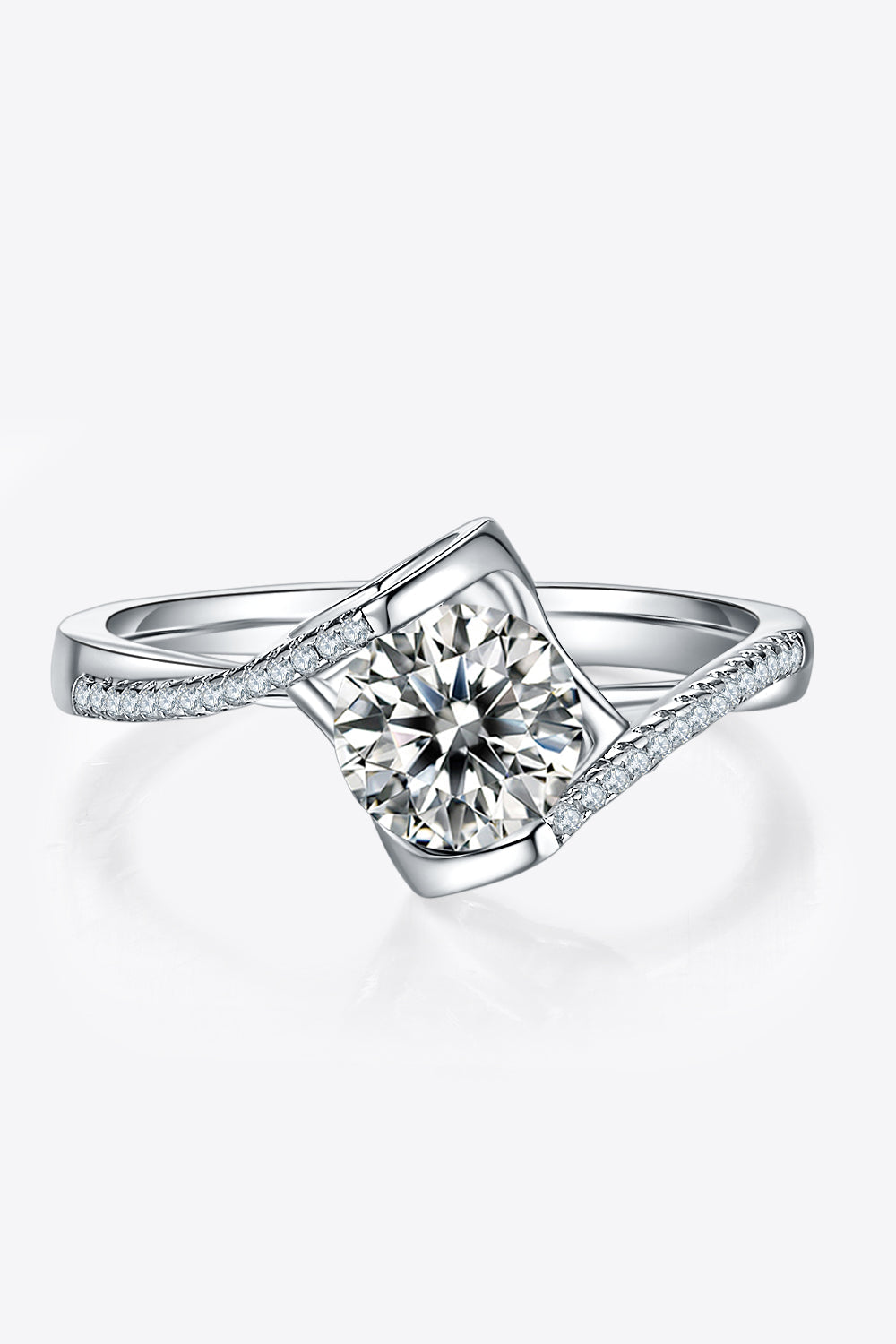 1 Carat Brilliant Round Cut Sparkala™ Platinum Over Pure Sterling Silver Twisted Ring