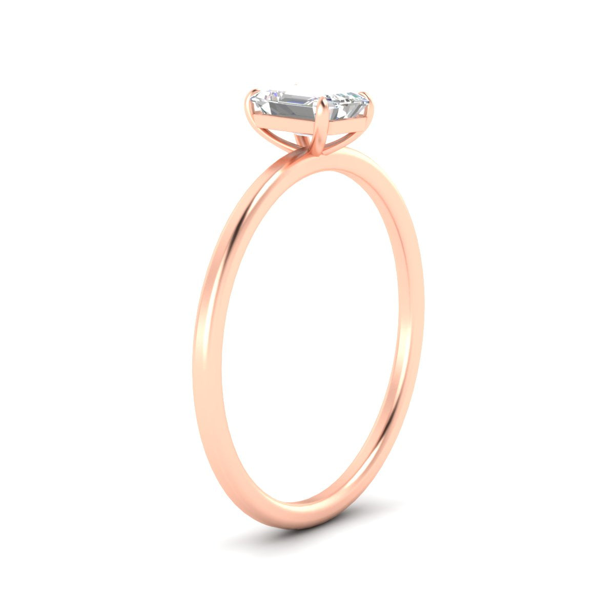 Emerald Cut Thin Shank Classic Solitaire Engagement Ring