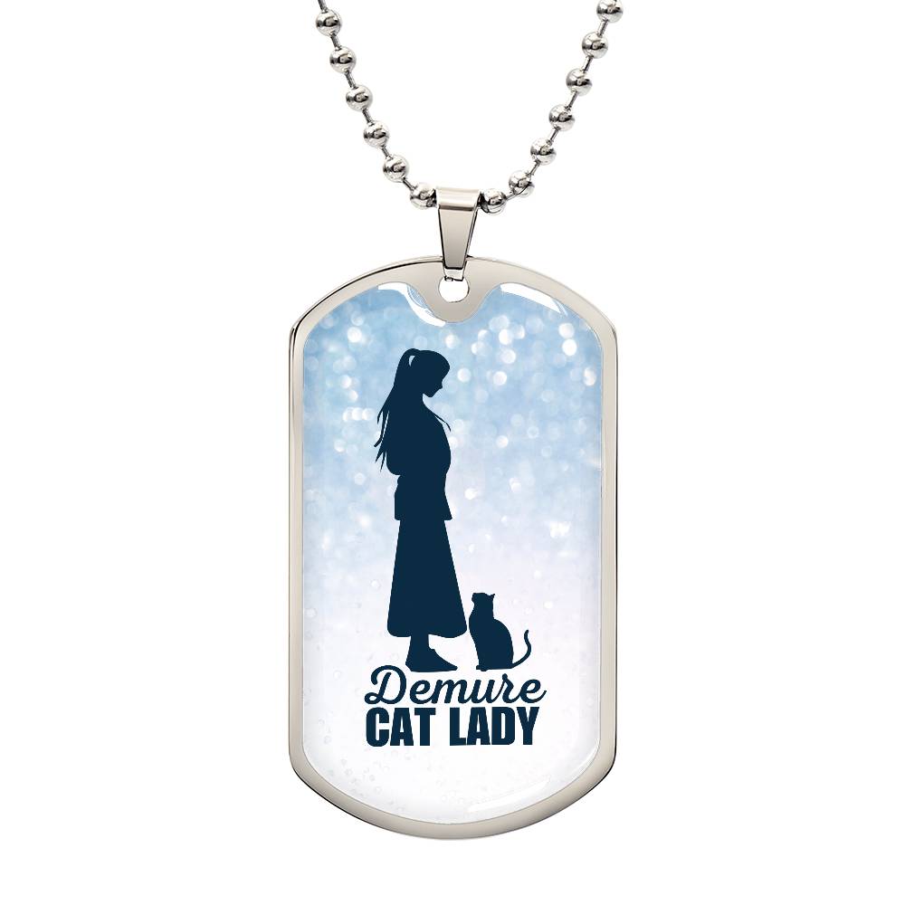Demure Cat Lady Dog Tag Necklace