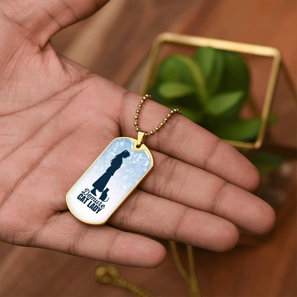 Demure Cat Lady Dog Tag Necklace