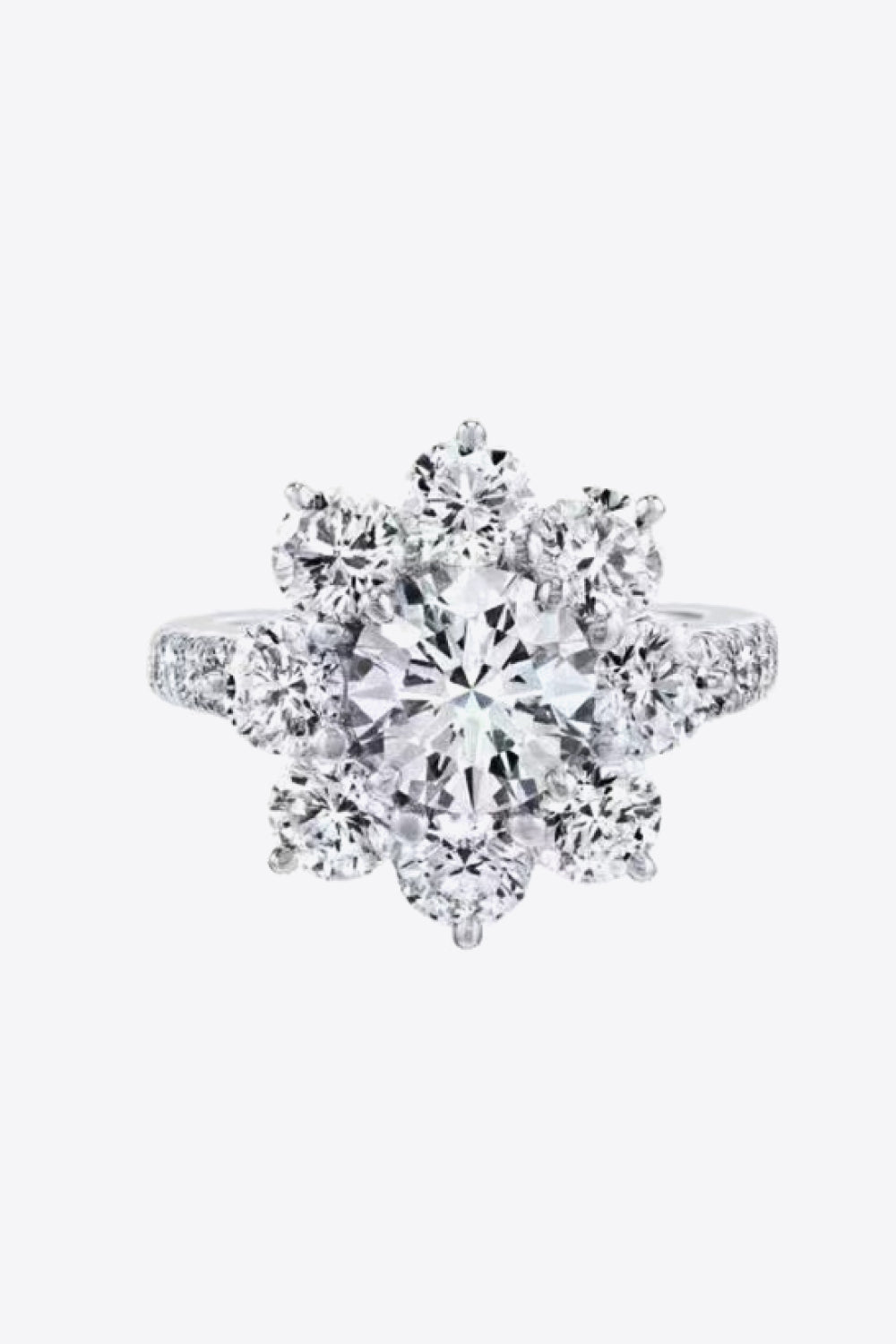 1 Carat Brilliant Round Cut Sparkala™ Platinum Over Pure Sterling Silver Flower Ring