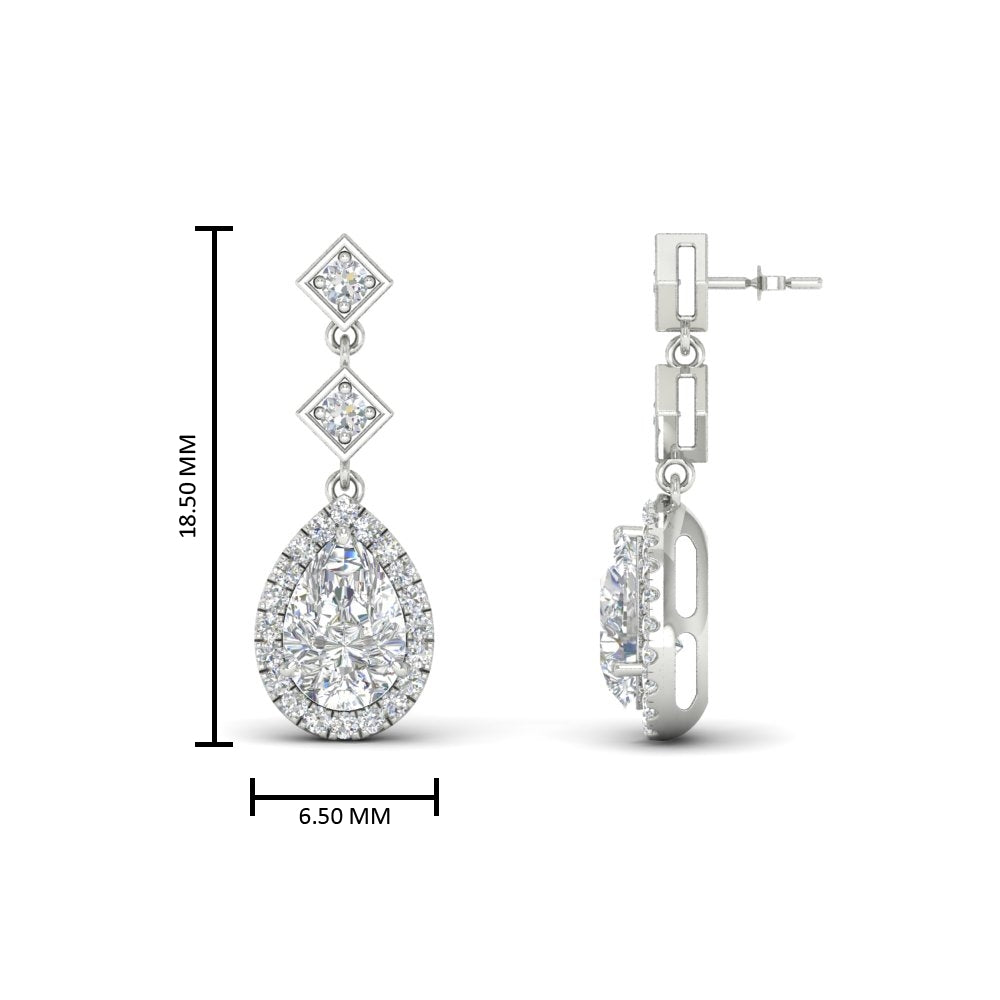 Double Drop Pear Halo Earring