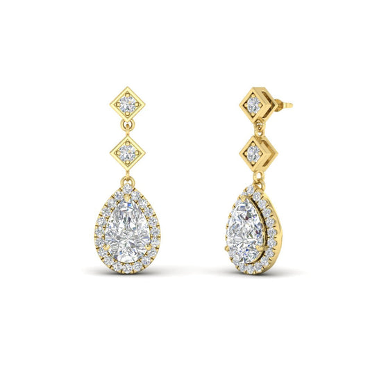 Double Drop Pear Halo Earring