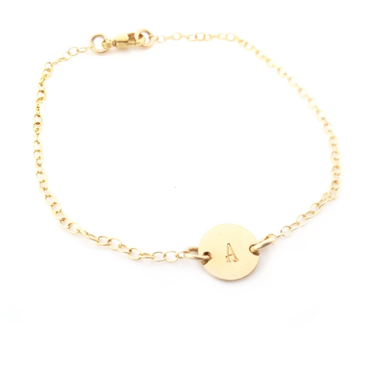 Initial Bracelet - 14k Gold Filled Monogram Bracelet - Single Initial Bracelet - Dainty Gold Chain Bracelet - Gift for Her - Personalized