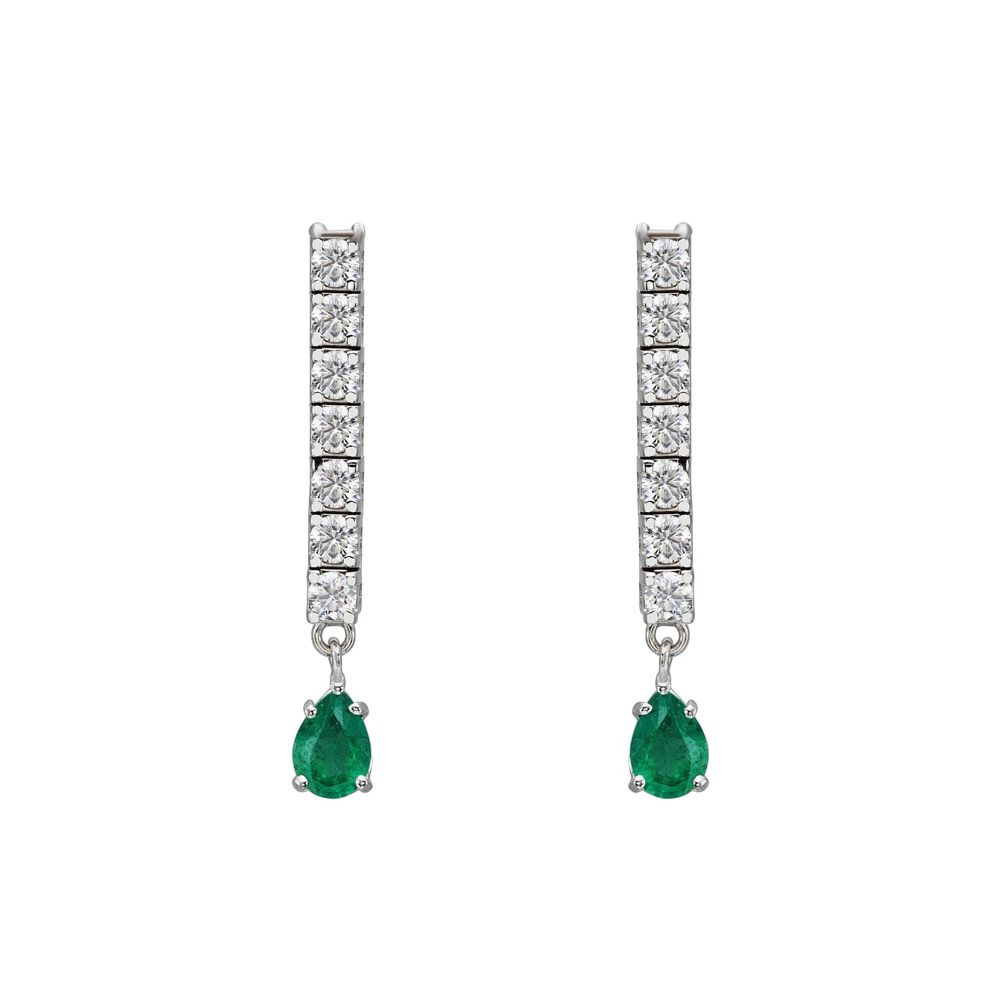 Diamond & Pear Emerald Drop Earrings