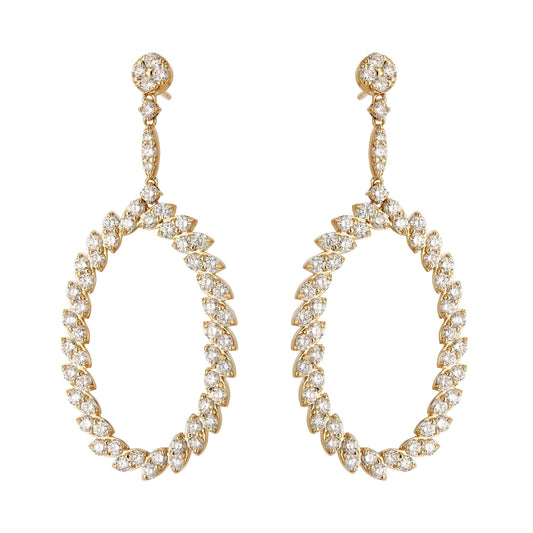 Diamond Open Oval Drop Earrings