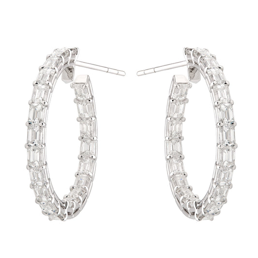 Emerald Cut Diamond Hoops